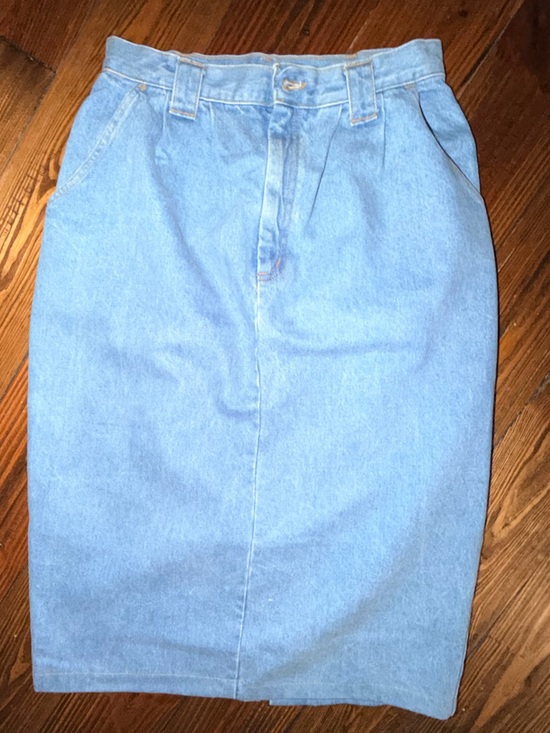 Vintage Dresses & Skirts - Vintage Light Blue Denim Pencil Skirt size 10